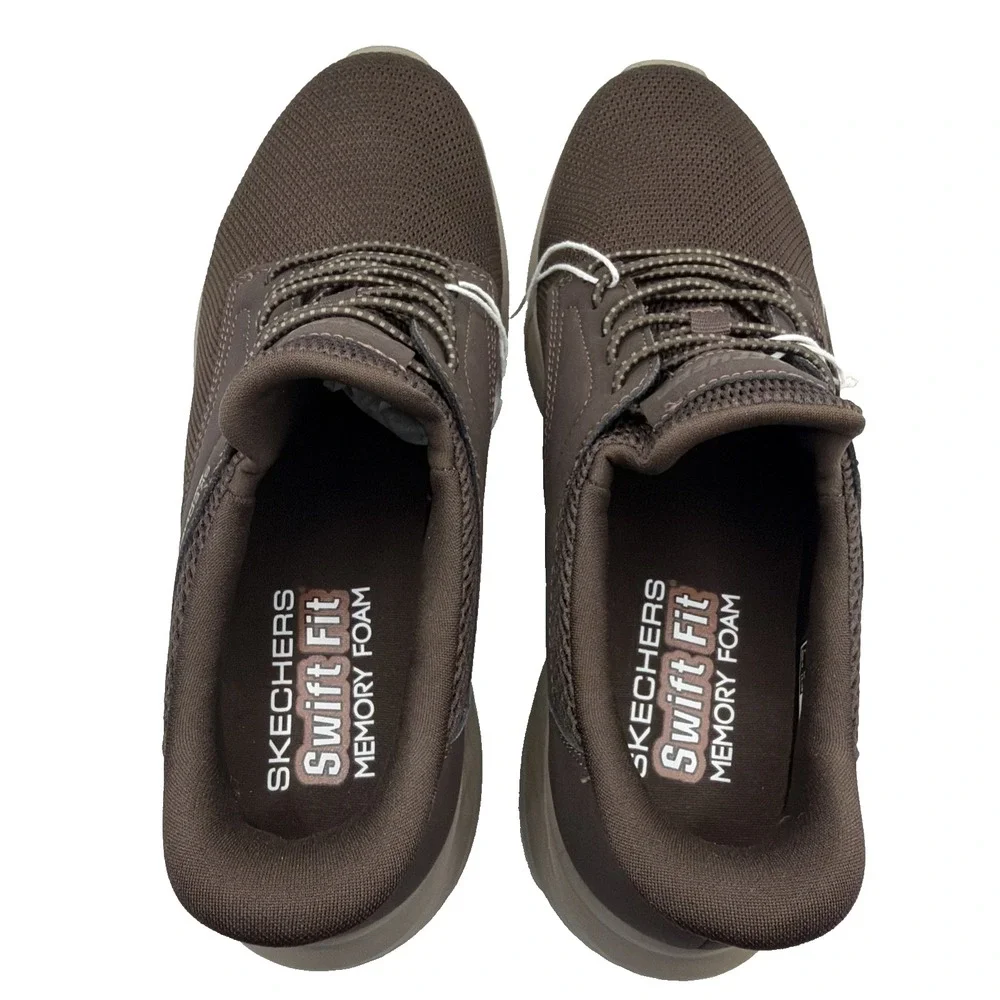 Skechers Men's Brown Swift Fit Shoes Hands-Free Slip-On Memory Foam Size 9